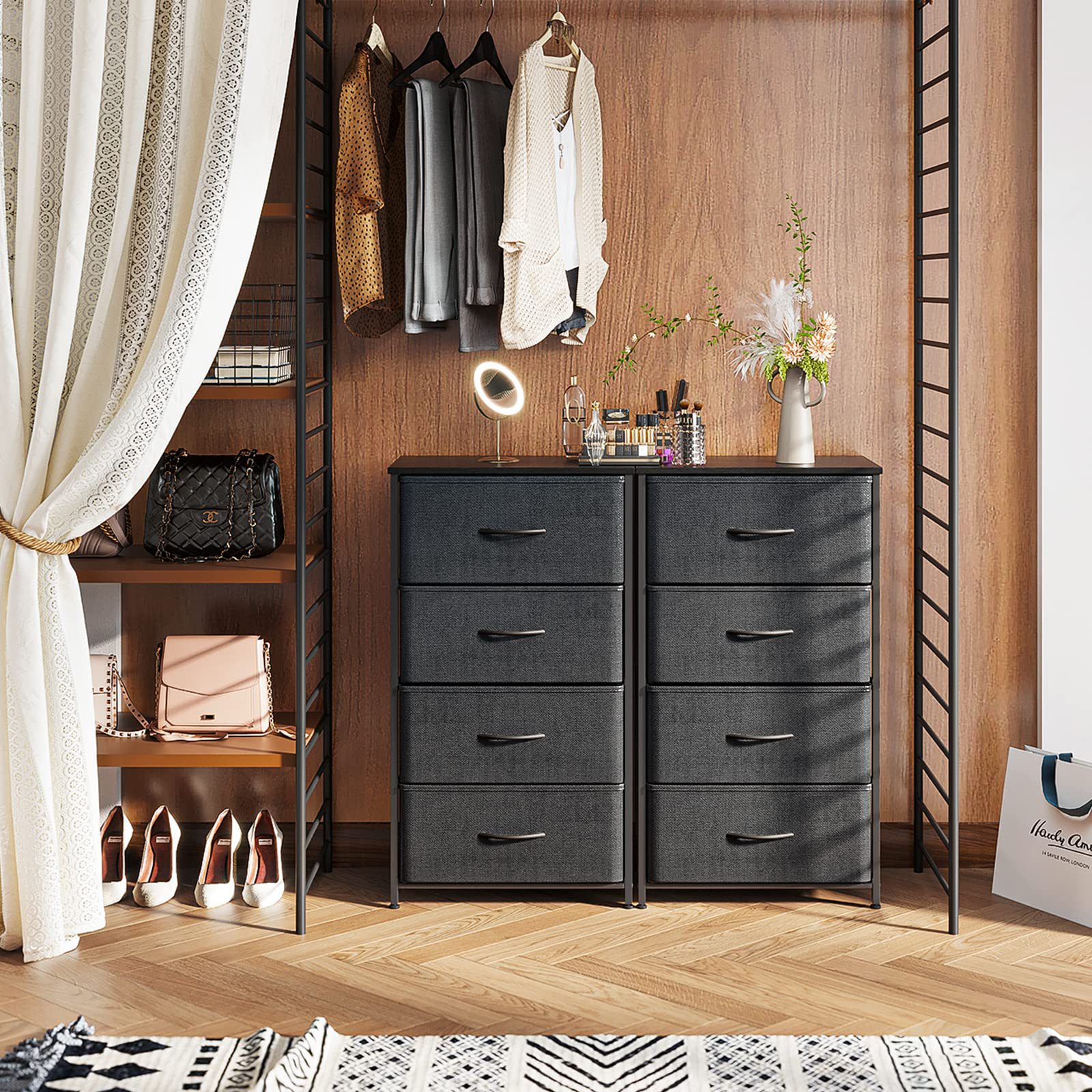 Cross-border fabric minimalist high-value drawer chest for home use in living room and bedroom.