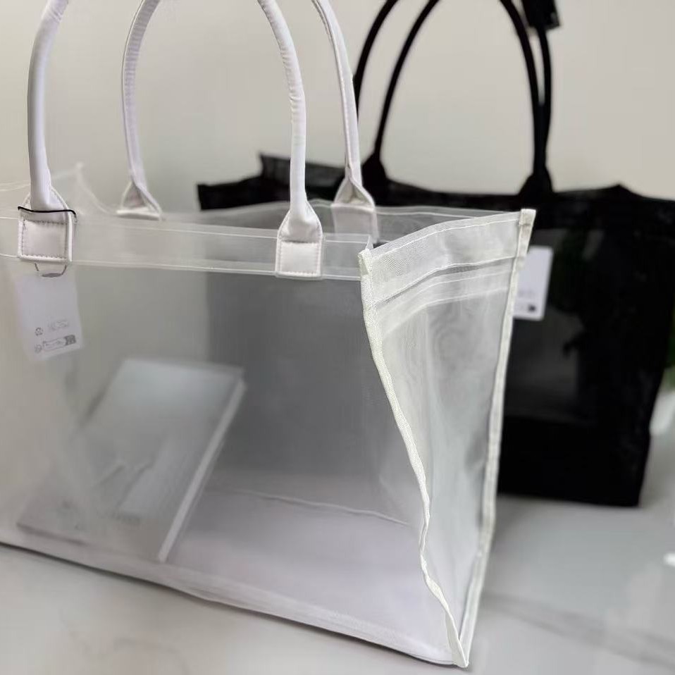 New cross-border European and American al mesh handbag, women's large-capacity transparent fitness bag, yoga sports tote bag, simple and elegant