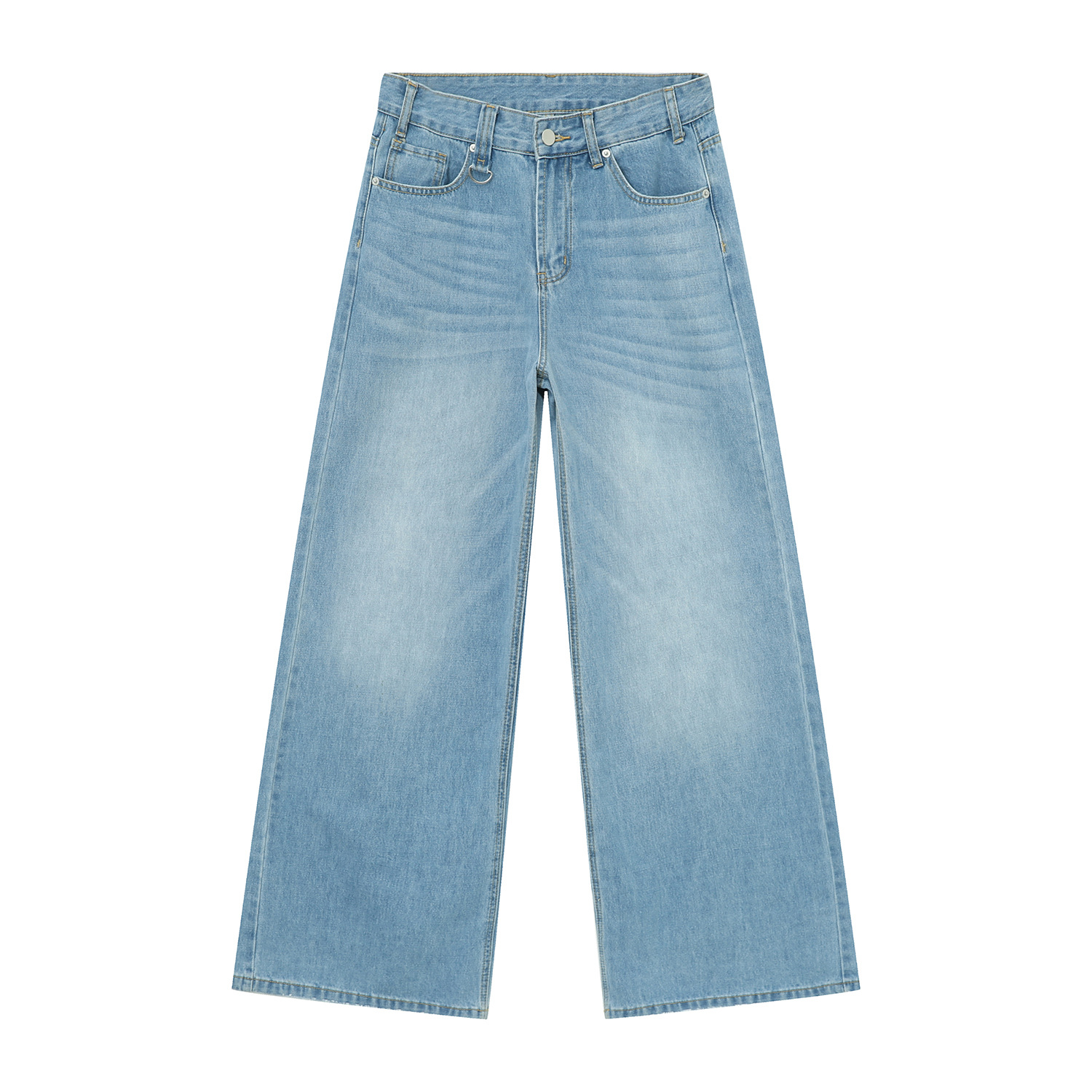 MTLCLOTHES men's Wear: Featured straight-leg loose baggy slightly wide-leg jeans for both men and women, floor-length trousers