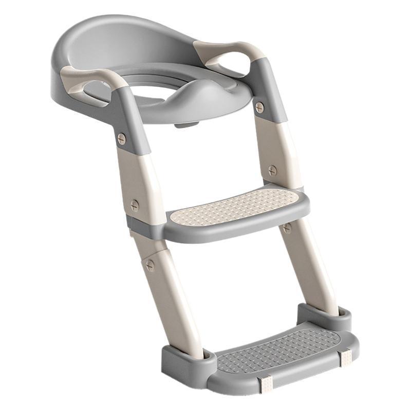 Foldable stair-style portable three-in-one baby toilet seat with auxiliary steps