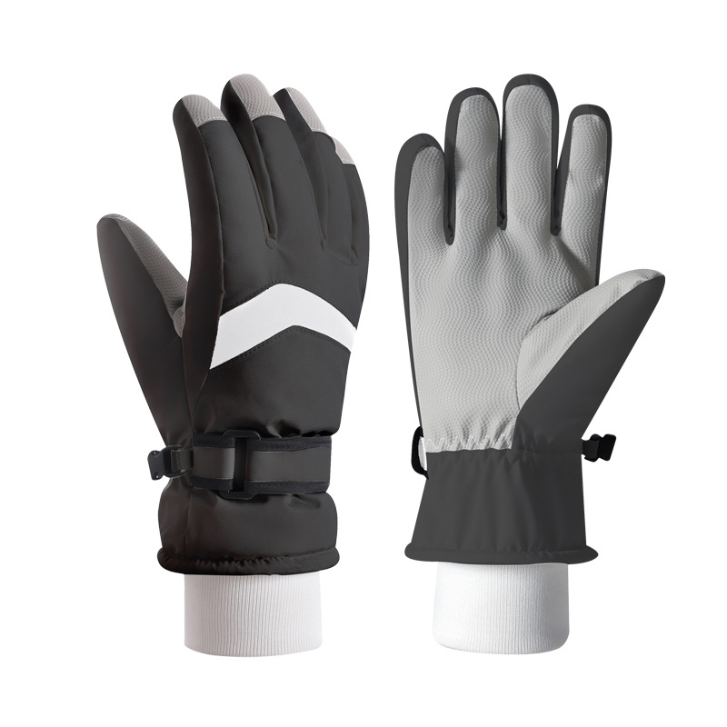 Men's and women's adult ski gloves, winter cycling fashion, fleece and thickened, outdoor cycling windproof touch screen sports gloves