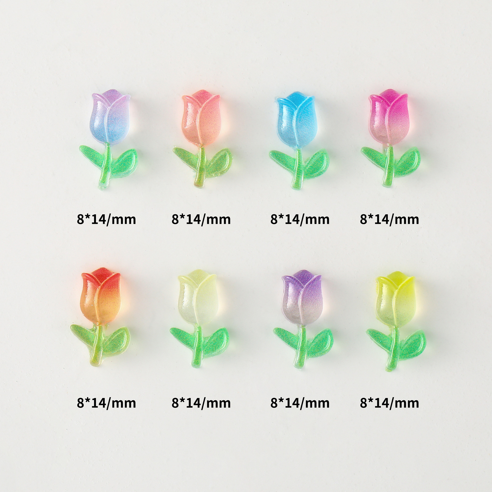Tulip Nail Art Decorations - Glossy and Glow-in-the-Dark Tulip 3D Resin DIY Nail Decorations