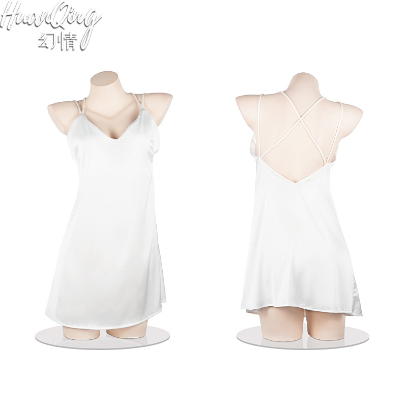 High-end sexy and romantic lingerie, ice silk halter cutout nightgown, backless, passionate and seductive pajama set