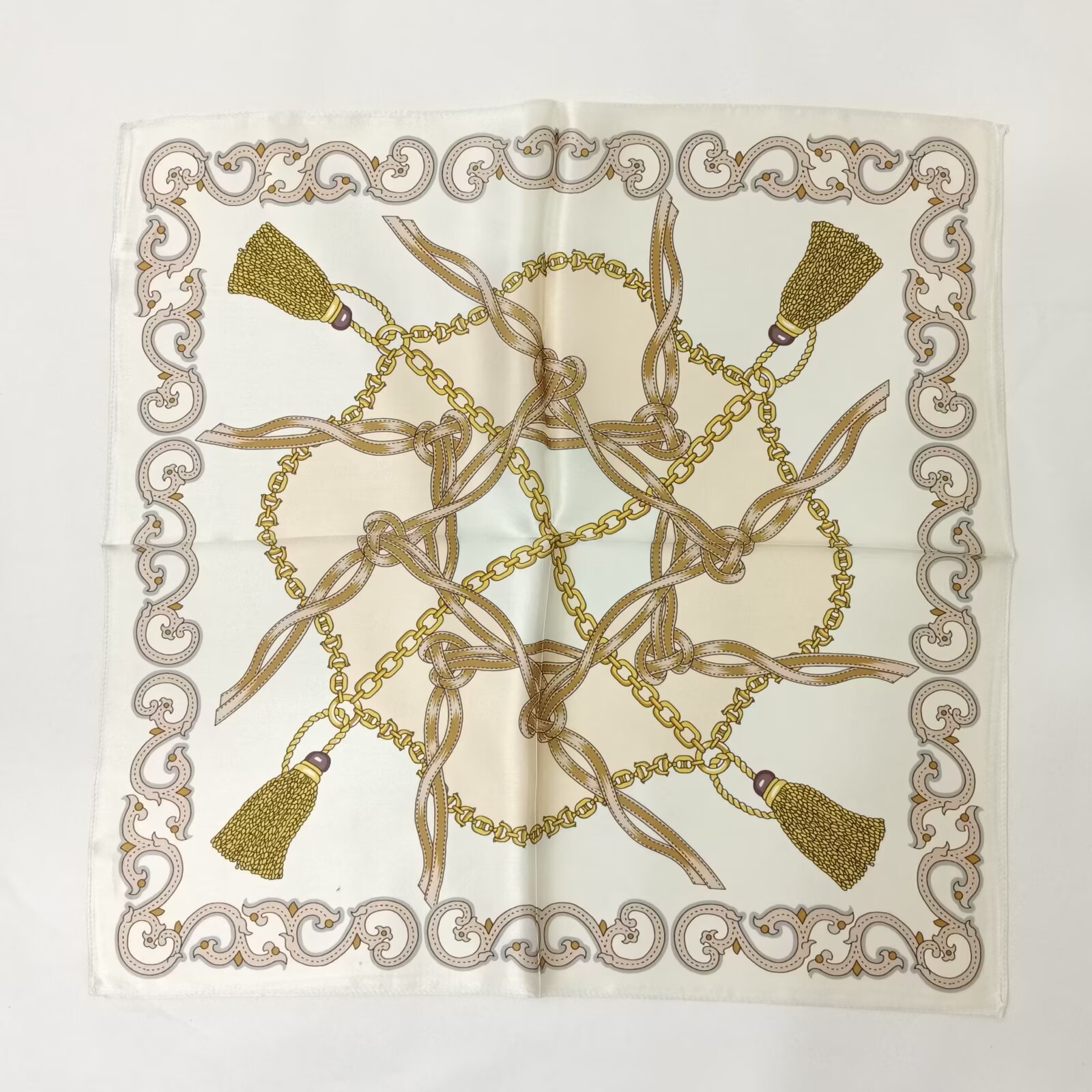 New silk-rendered flower silk scarf printed light luxury shawl, small square scarf, high-end and elegant 53*53 square scarf