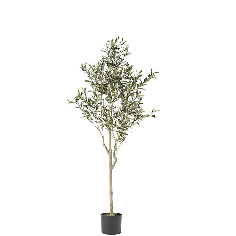 Free shipping for floor-standing indoor artificial green plants, potted plants, decorative items and decorations in the living room of a Nordic-style home with simulated olive trees