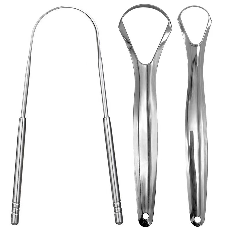 Stainless steel tongue scraper, tongue cleaner, tongue scraper, tongue brush, oral cleaning tool set, tongue scraper