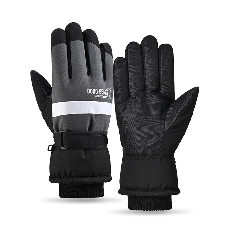 Winter skiing gloves for men, outdoor sports cycling windproof, waterproof, fleece, thickened touch screen, cold-proof and warm gloves for women