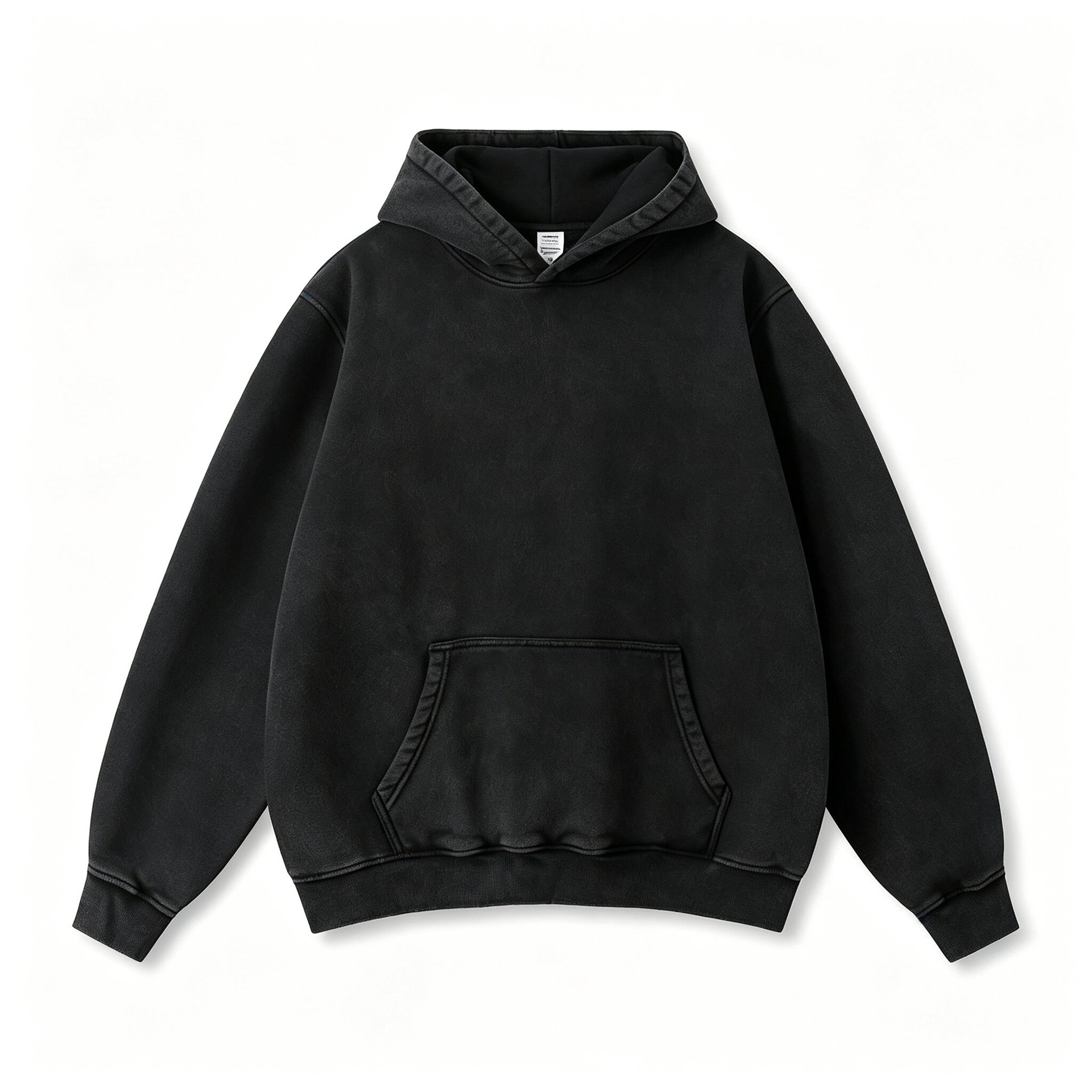 Cross-border LOGO custom washed and aged heavyweight cardigan with fleece hooded sweatshirt, winter loose zipper jacket set