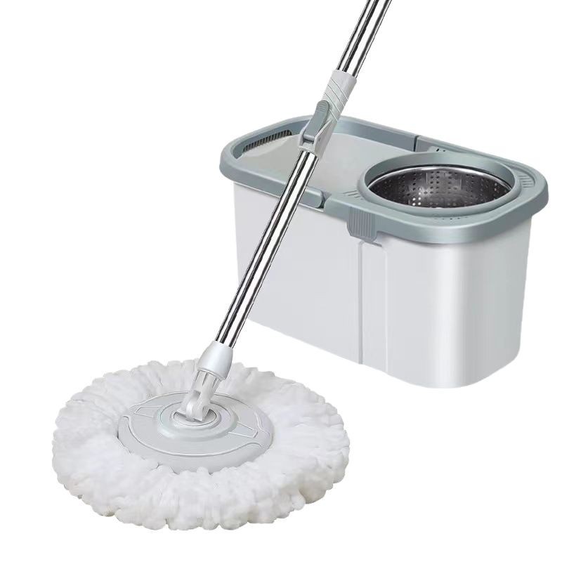Wholesale double-drive rotating mop buckets with wheels for household use, automatic spinning dry lazy mop buckets