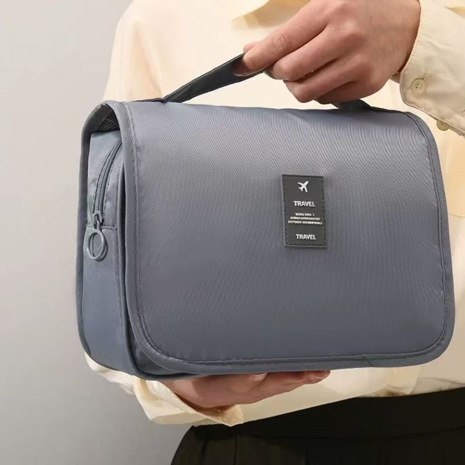 Hanging folding travel makeup bag, portable, large capacity, waterproof toiletry bag, dry and wet separation, high-value storage bag