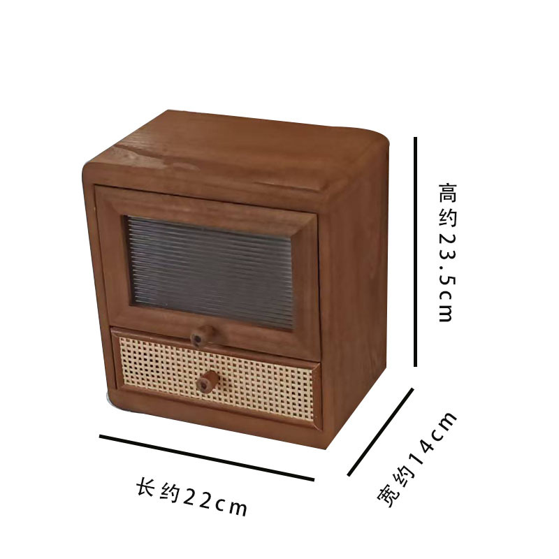Vintage-style exquisite wooden jewelry storage box, desktop ornament, delicate decoration, acrylic pull-out storage box