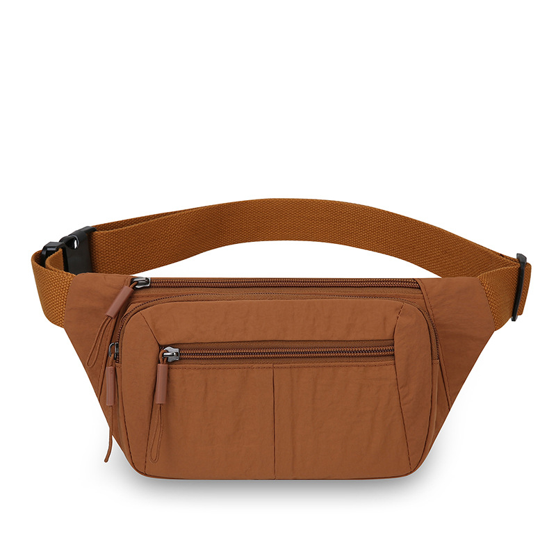 Stylish and portable multi-layer chest bag for women, lightweight, simple and casual shoulder bag, crossbody bag, nylon, versatile sports cycling waist bag
