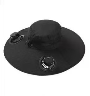 Solar-powered fan sun hat, French-style straw hat for women, summer sun protection and breathability