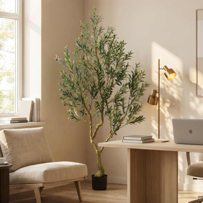 Cross-border simulation of large tree heads, olive tree green plant potted plants, indoor bonsai, floor-standing decorative items, artificial tree planting height simulation