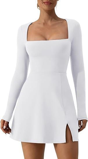 Cross-border European and American style long-sleeved dress for women, autumn, sexy square neck slim dress, Amazon women's clothing, socialite style.