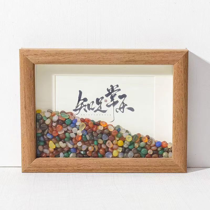 Crystal photo frame, new Chinese style hanging painting, crystal mineral raw stone specimen, New Year's housewarming gift, desktop display painting.
