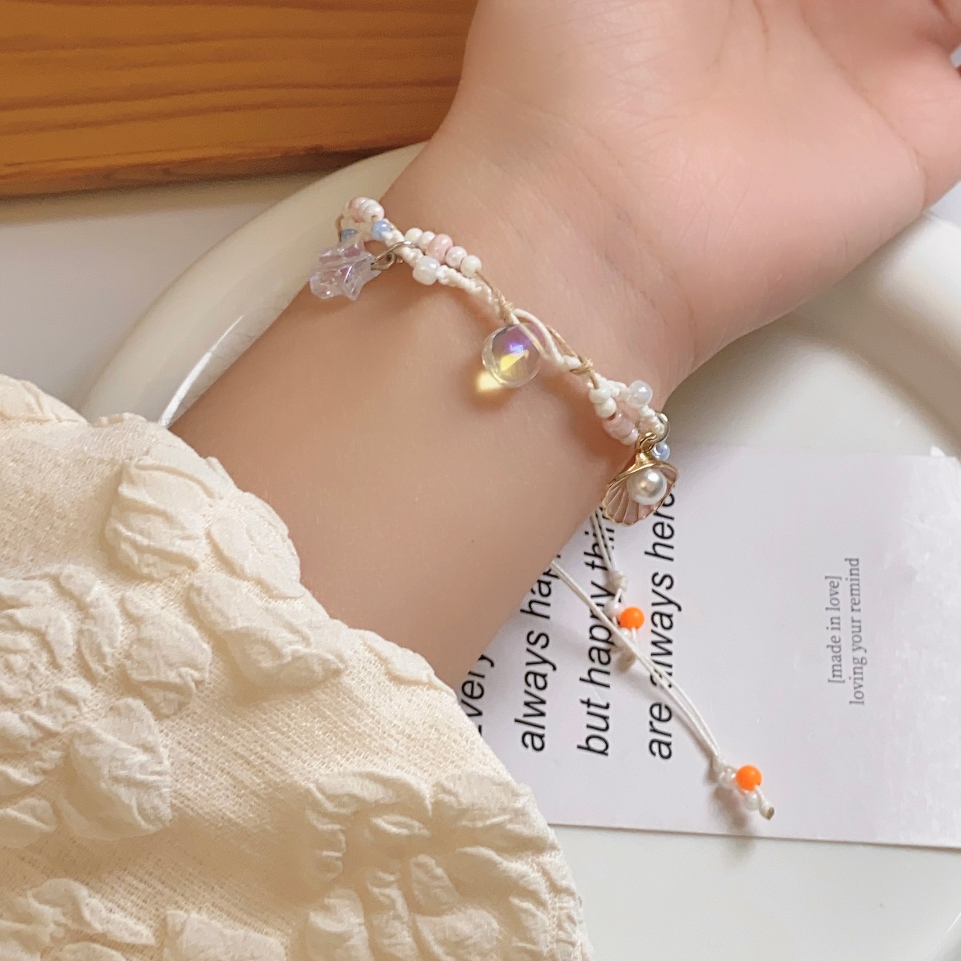 Bohemian style colorful beaded summer women's new resort ethnic style woven adjustable bracelet niche accessory