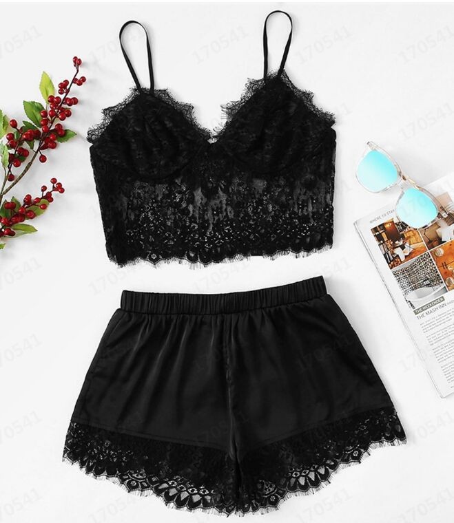 European and American women's silk halter princess pajamas, sexy and seductive two-piece set of underwear, nightgown and home wear
