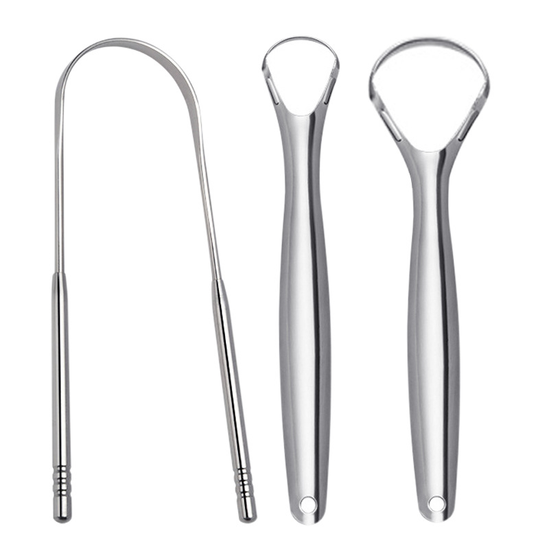 Multiple Colors U-Shaped Tongue Scraper, Tongue Cleaning Board, Oral Cleaning Tongue Brush, Stainless Steel Tongue Scraper Three-Piece Set