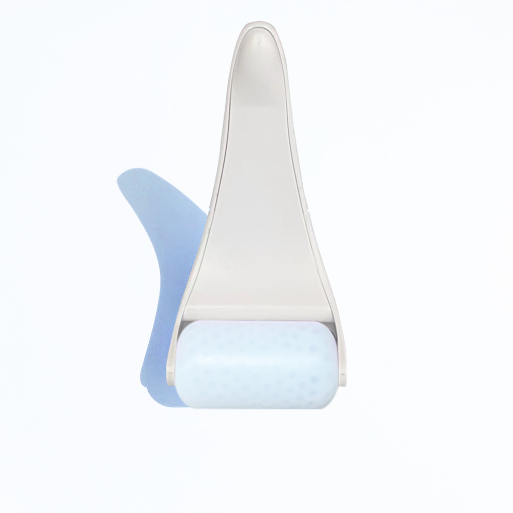 Curved plastic white handle, white PE material, ice ball wheel, facial massage, ice compress, ice roller, makeup and beauty tool
