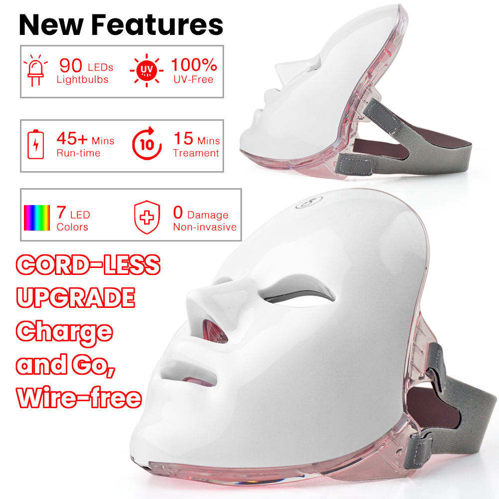 Seven Color Beauty Mask Wireless Model LED Red Light Therapy Mask Device