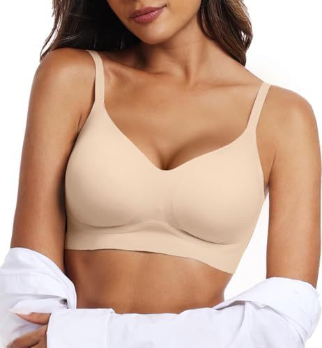 OEAK Women's Wire-Free Bra Comfortable Gathered Bra Wire-Fre