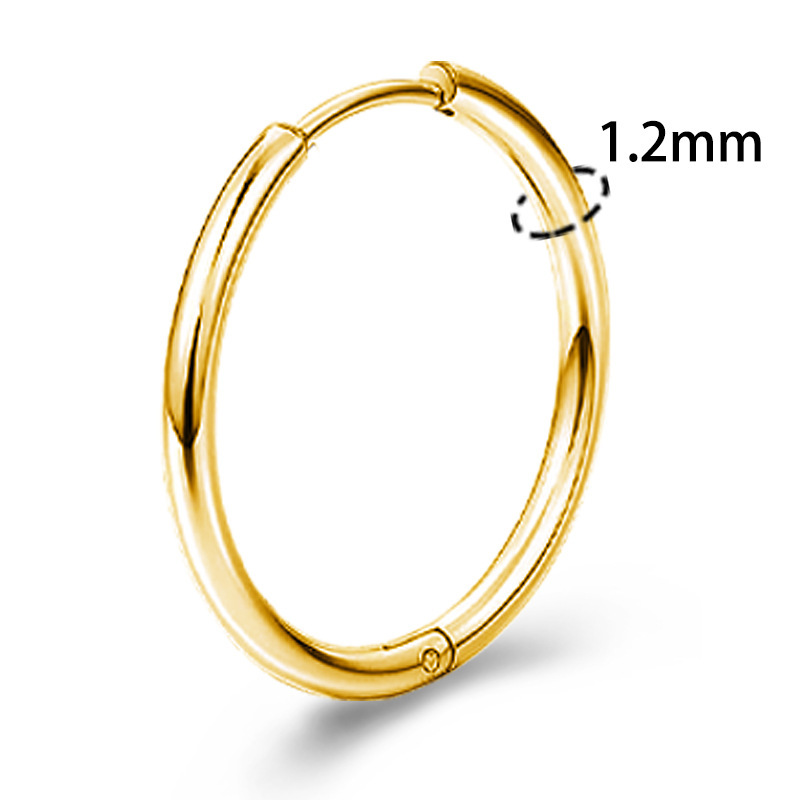 Cross-border exquisite 1.2mm wire diameter titanium steel earrings, unisex fashion hoop earrings, unique stainless steel circle ear cartilage rings.