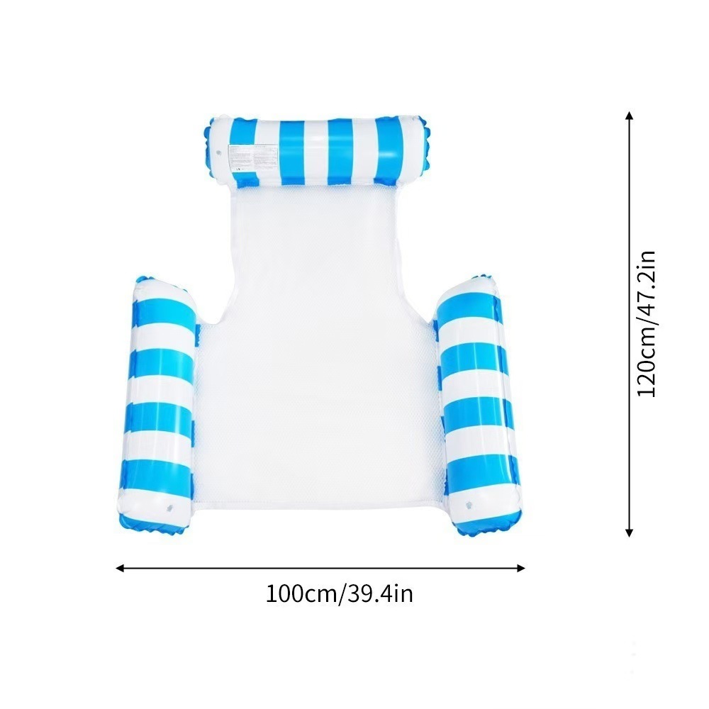 Inflatable floating lounge chair, three-tube mesh hammock, foldable and portable pool toy, water inflatable float.
