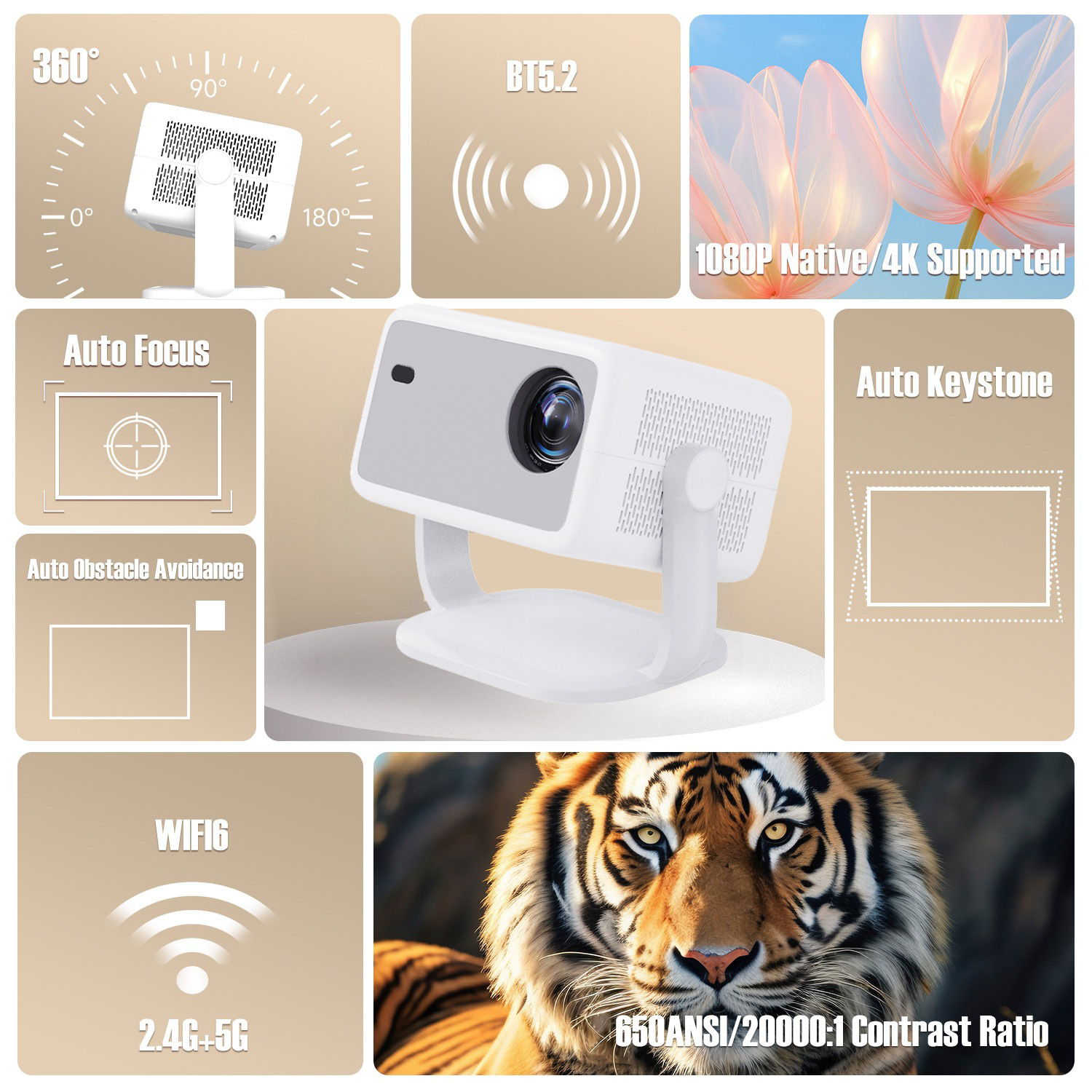 Cross-border L018 projector, high-definition 4K home theater video projector, wireless screen projection, game and education projector