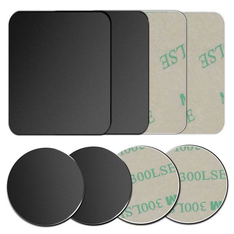 Large stock of mobile phone holders in various sizes with magnetic plates, magnets, and round iron sheets (10mm~100mm) and adhesive backing.