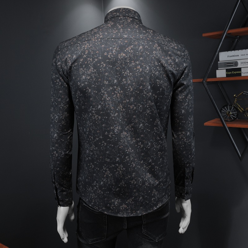 European Station 2026 Spring/Autumn New Men's Long-sleeved shirt, Youth plus-size Slim Shirt 9615