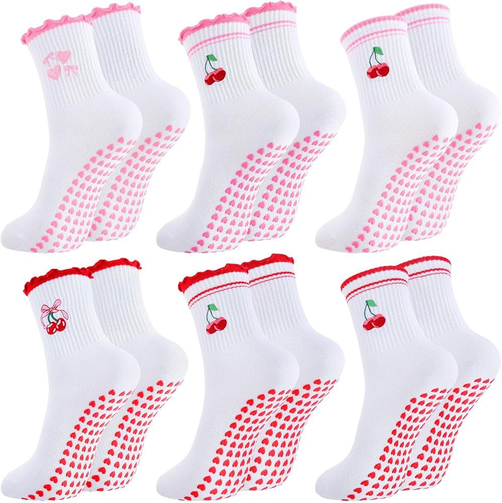 Amazon Women's Yoga Socks Autumn/Winter Mid-Calf Floor Socks Fitness Dance Pilates Professional Non-Slip Sports Socks