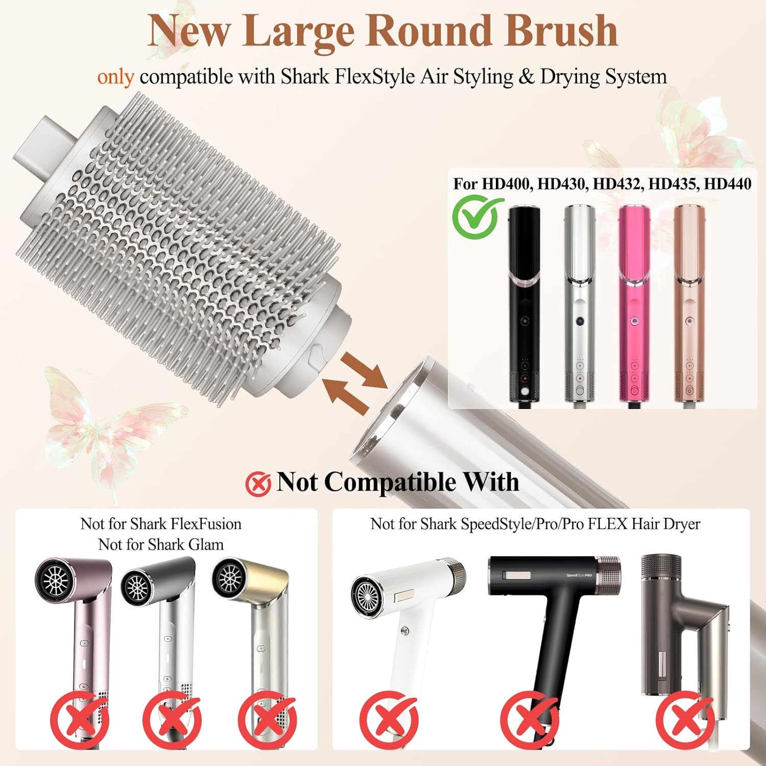 Compatible with Shark curling iron, volumizing round brush, hot air brush, 38mm/55mm styling tool accessories