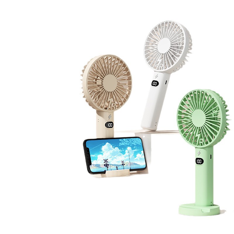 New handheld fan, large capacity, digital display, USB fan, outdoor portable handheld fan, student dormitory fan.