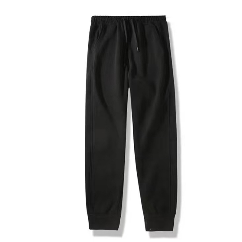 320g spring and autumn style cotton casual pants, loose hem patchwork long pants, unisex solid color versatile tapered sweatpants