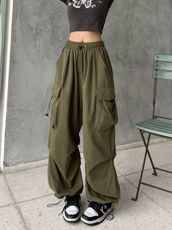 American retro workwear casual pants, women's summer versatile straight-leg drape tight-fitting trousers, loose wide-leg pants, ins