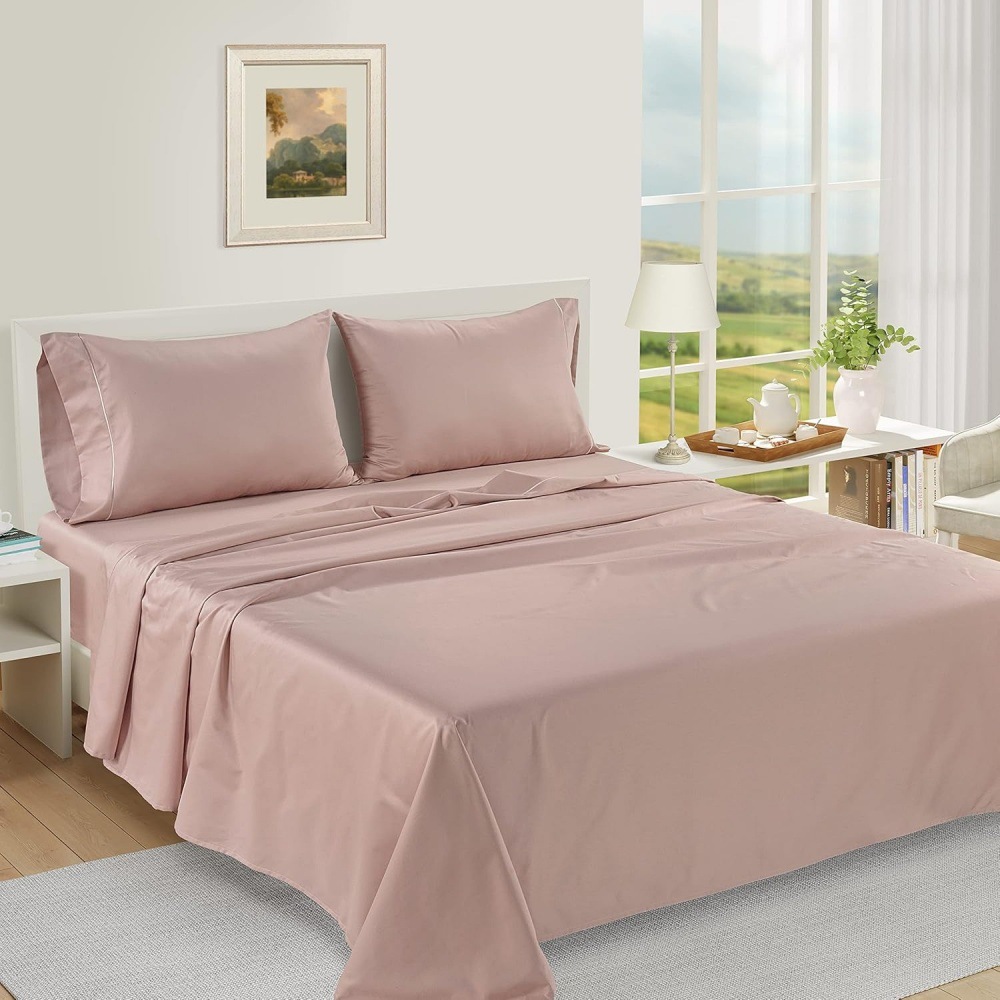 Solid color fitted sheet three-piece set, Amazon export, pillowcase, bedding, cross-border mattress, dust cover, home textiles