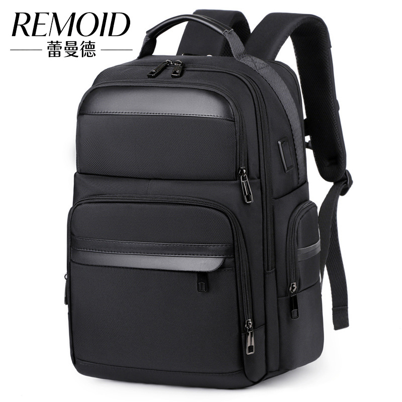 Custom-made men's backpack, water-resistant Oxford cloth, multi-compartment, logo-printed backpack.