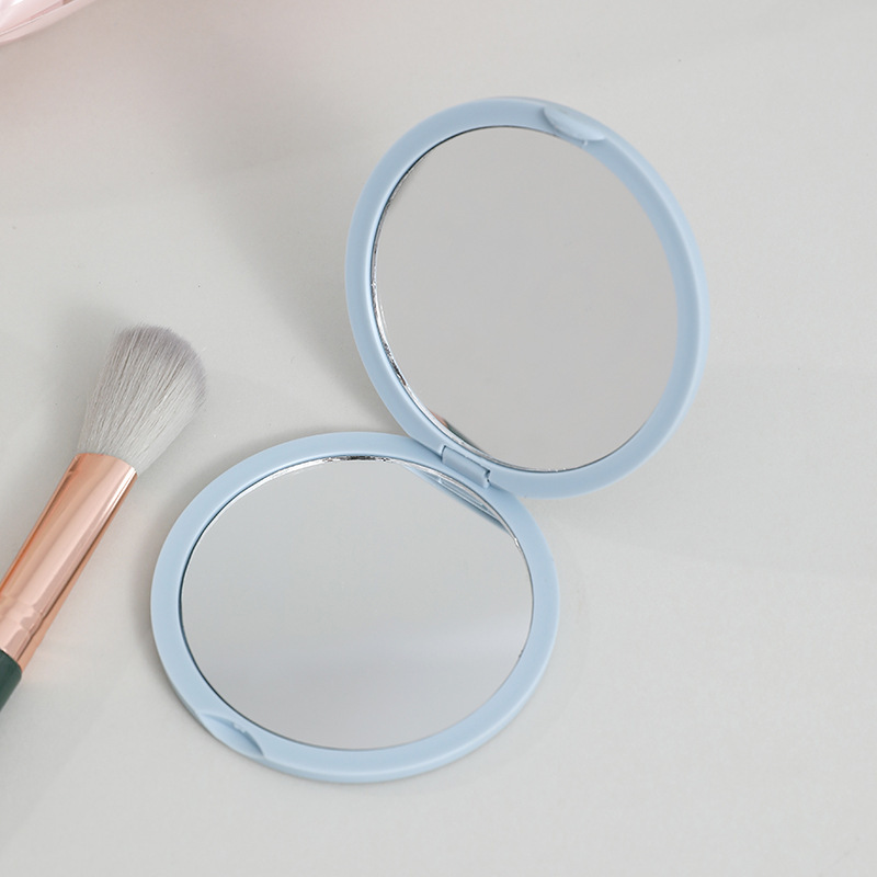 Foldable double-sided round small DIY portable flip mirror for cosmetics, wholesale, logo factory.