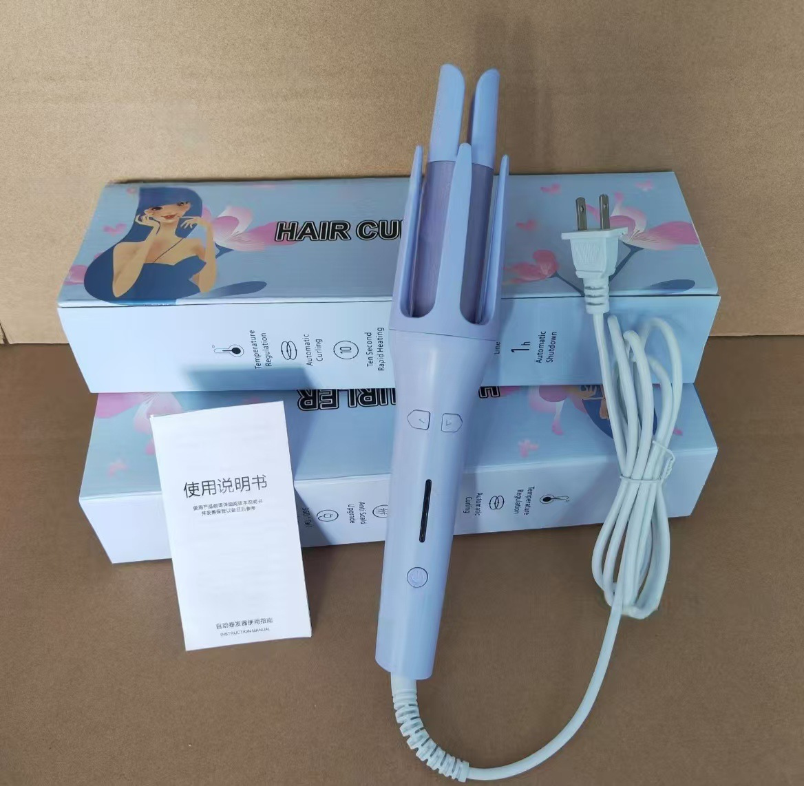 New cross-border fully automatic curling iron, a lazy person's curling magic tool for big curls and waves, electric rotation, gentle on hair.