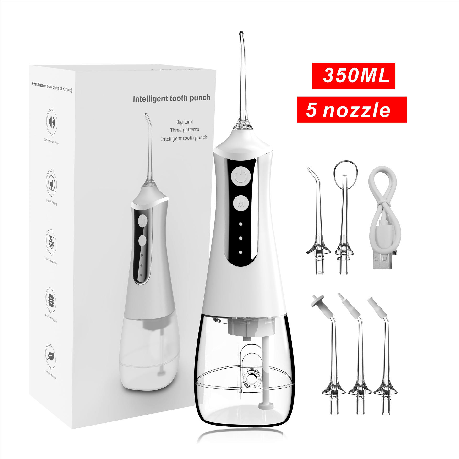 Cross-border electric water flosser, portable water flosser for home use, usb charging dental cleaner, powerful oral care and cleaning