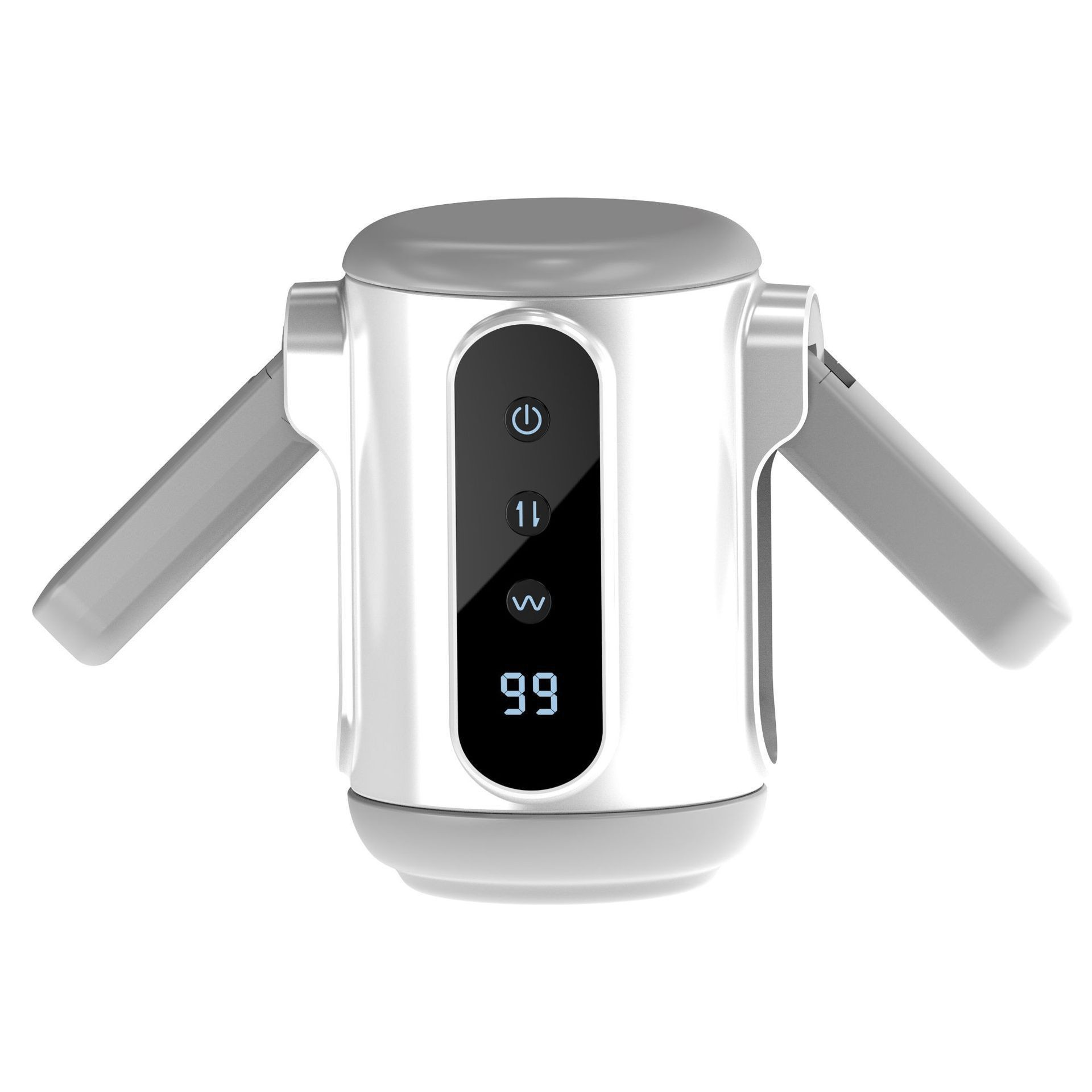 Fully automatic telescopic rotating handheld masturbation device for men with transparent design, intelligent heating, and LCD display.