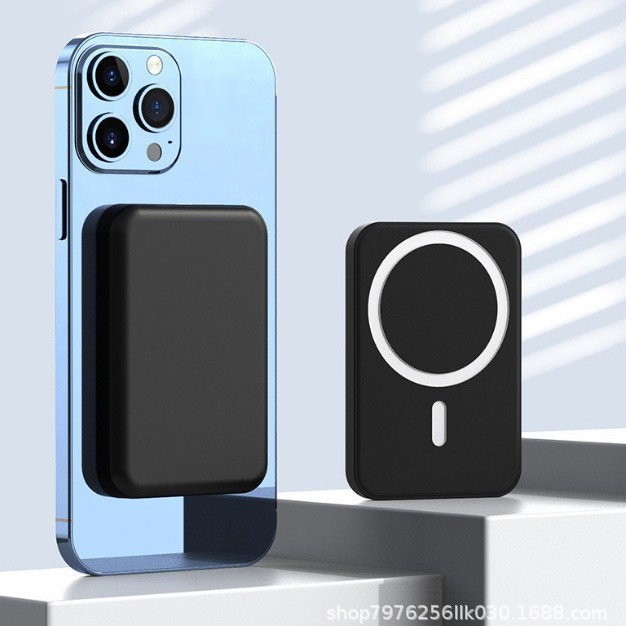 Magnetic wireless charging power bank, large capacity portable power bank for mobile phones, 5000mAh