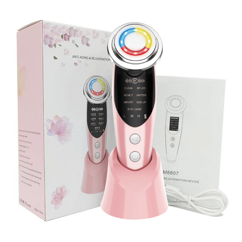 Cross-border bestseller Red and blue light Introduction Warm Introduction Instrument 7-mode microcurrent ultrasonic beauty introduction instrument