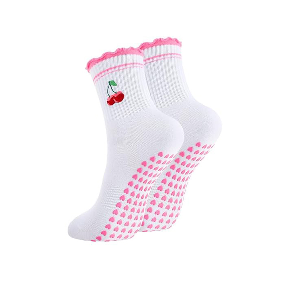 Women's yoga socks, autumn and winter mid-calf socks, fitness dance, Pilates professional non-slip sports cotton socks, floor socks