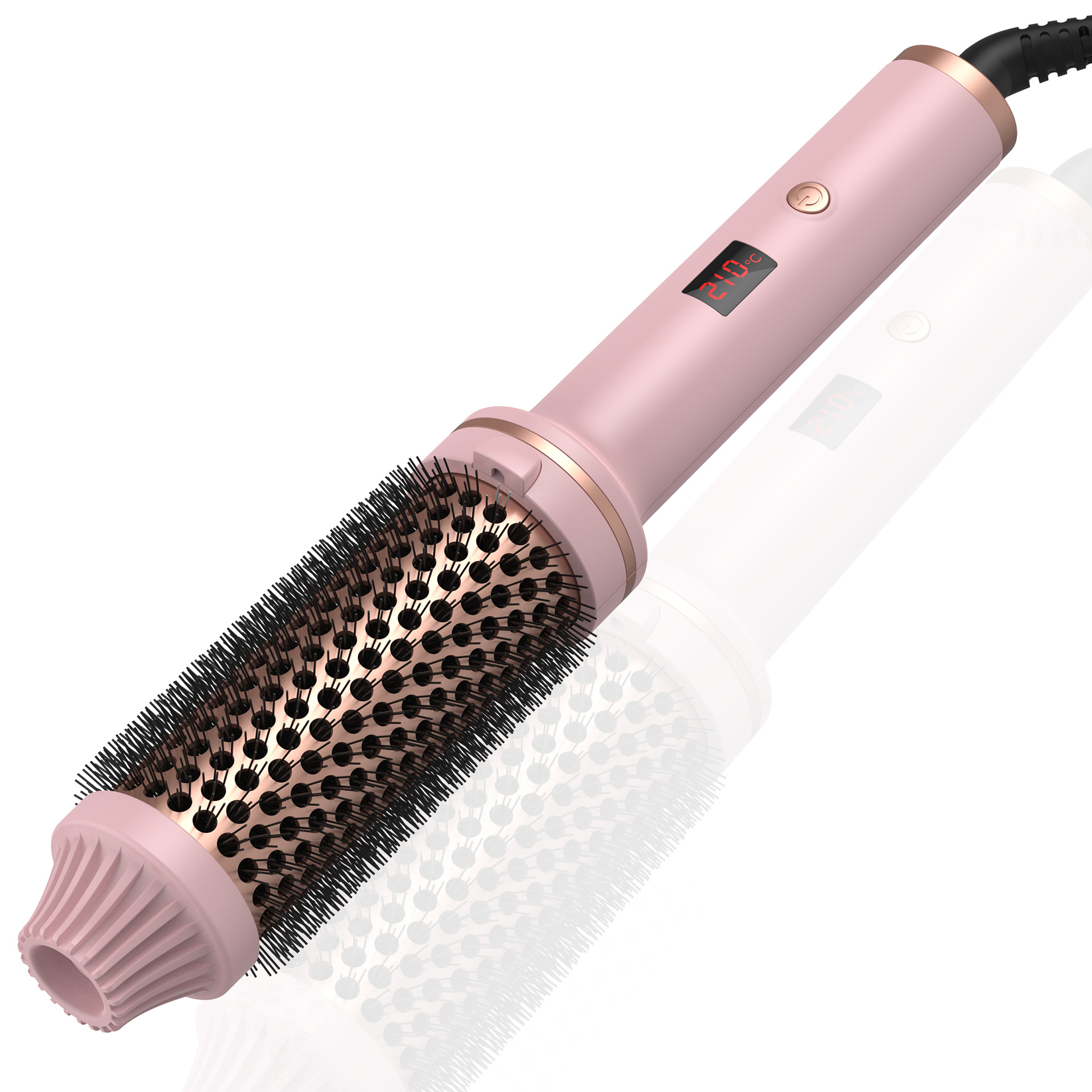 Cross-border best-selling digital display adjustable temperature constant temperature roller comb, round comb, curling iron, hair straightener and curler (two-in-one)
