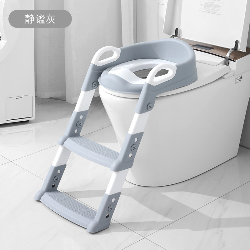 Adjustable child toilet seat with step ladder for boys and girls, suitable for home use.