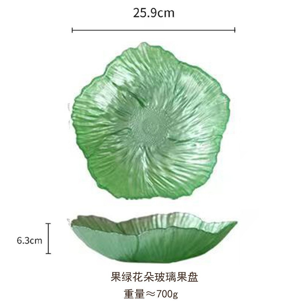 New white jade flower plate, crystal glass, irregular black and white ink flower plate, suitable for home living room decoration, fruit plate.