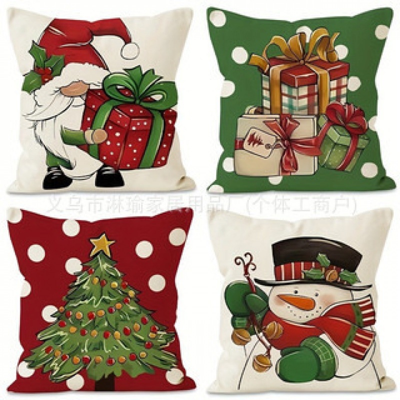 Cross-border Christmas pillowcase, short plush combination pillowcase, home living room sofa decoration, pillow cover wholesale