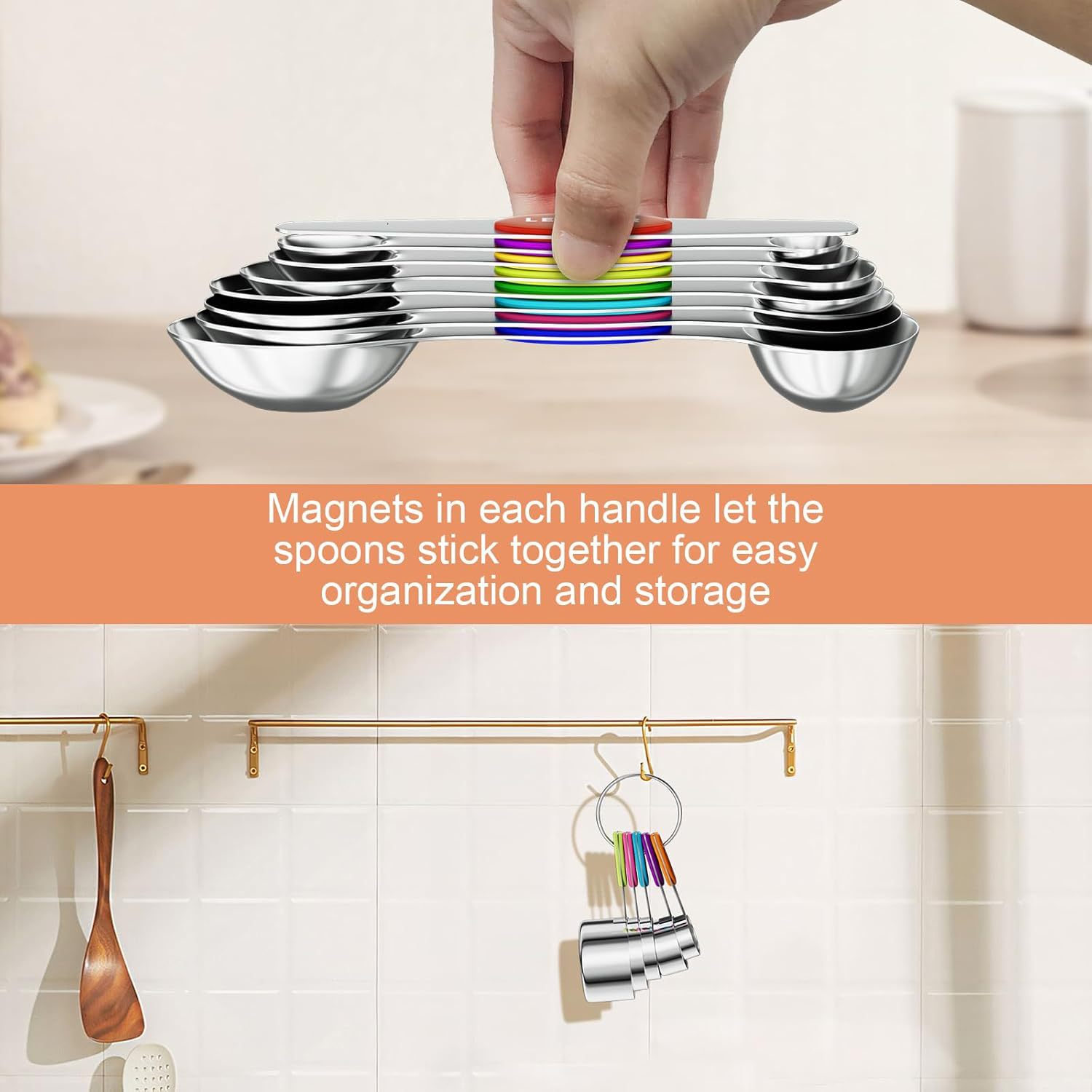 Cross-border Amazon baking stainless steel 13-piece set, magnetic engraving measuring spoon, measuring cup, seasoning spoon, double-headed measuring spoon